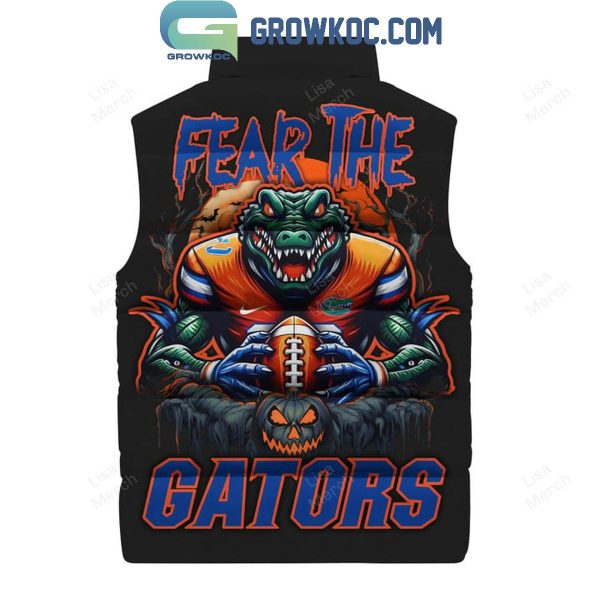 Florida Gators Fear The Gators In Halloween 2024 Sleeveless Puffer Jacket