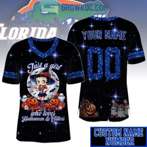 Florida Gators Just A Girl Who Loves Halloween Personalized Football Jersey Black