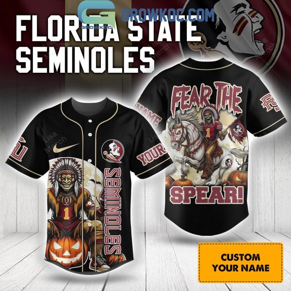 Florida State Seminoles Halloween Fear The Spear Personalized Baseball Jersey