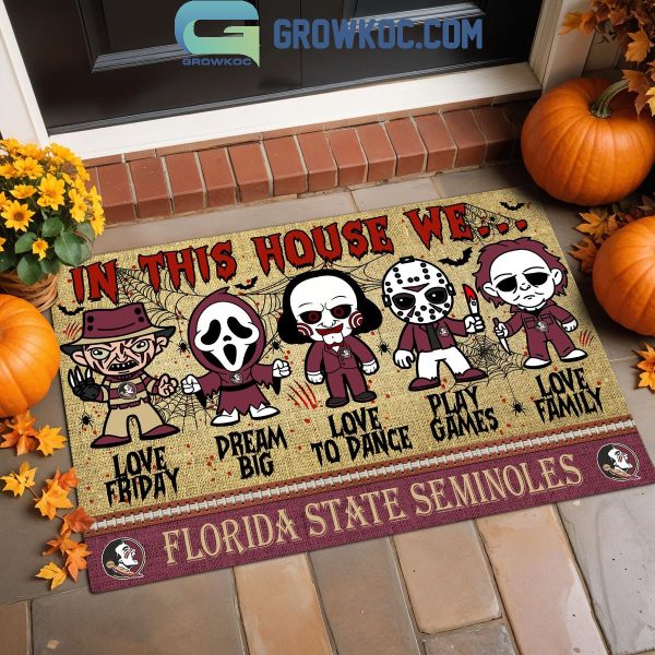 Florida State Seminoles In This House We Love Halloween Horror Movies Doormat