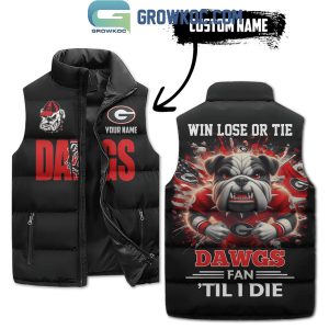 Georgia Bulldogs Dawgs Fan Till I Die Personalized Sleeveless Puffer Jacket