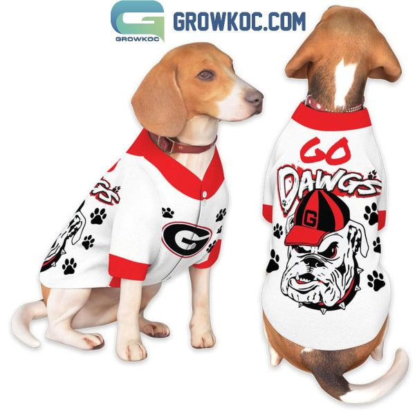 Georgia Bulldogs Go Dawgs Pet Baseball Jersey White Design