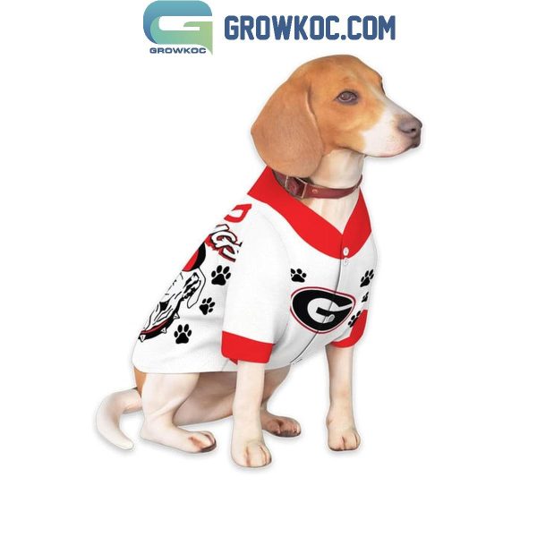 Georgia Bulldogs Go Dawgs Pet Baseball Jersey White Design