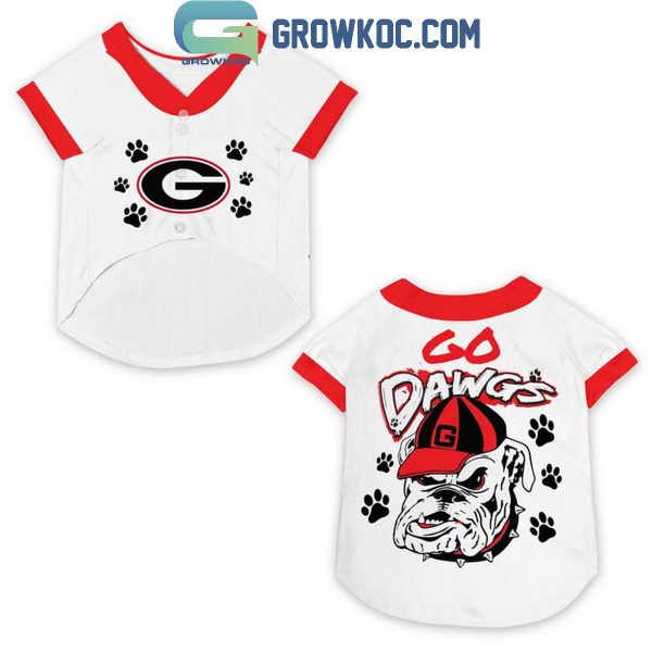 Georgia Bulldogs Go Dawgs Pet Baseball Jersey White Design