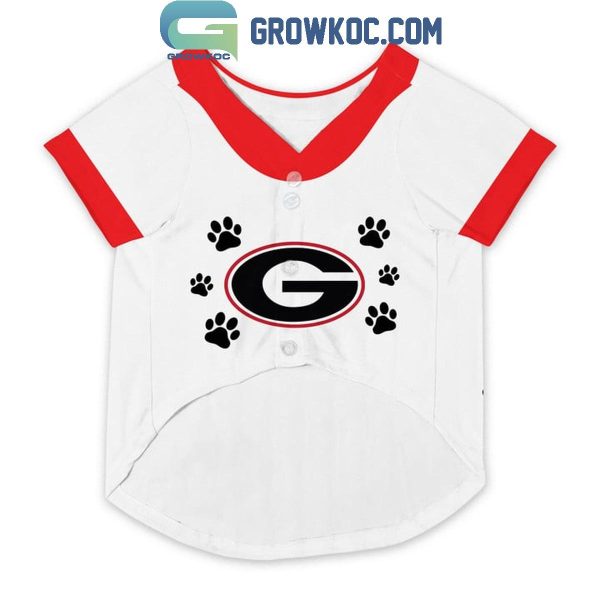 Georgia Bulldogs Go Dawgs Pet Baseball Jersey White Design