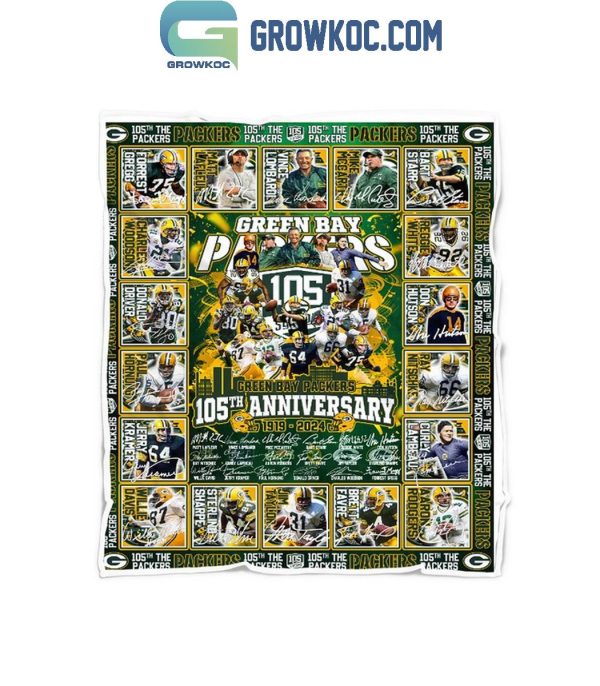 Green Bay Packers 1919-2024 For 105th Anniversary Fleece Blanket Quilt