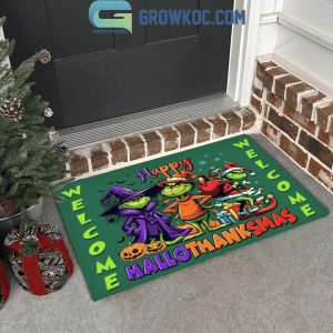 Grinch Stealer Of Christmas Happy Hallothanksmas Rubber Doormat