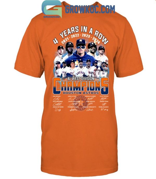 Houston Astros AL West Division Champions 4 Years In A Row T-Shirt