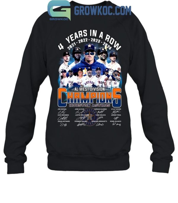 Houston Astros AL West Division Champions 4 Years In A Row T-Shirt