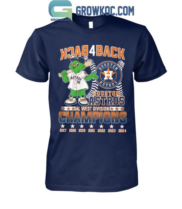 Houston Astros Back Four Back AL West Division Champs 2024 T-Shirt