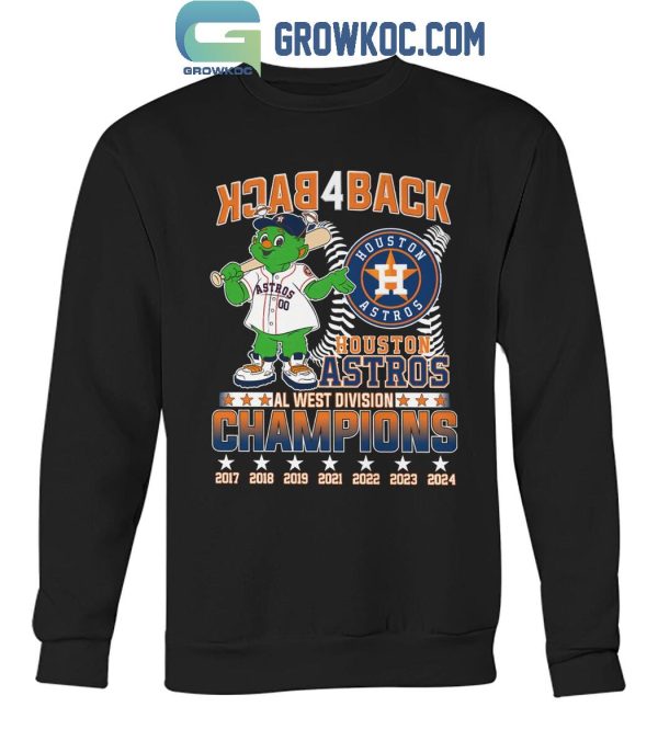 Houston Astros Back Four Back AL West Division Champs 2024 T-Shirt