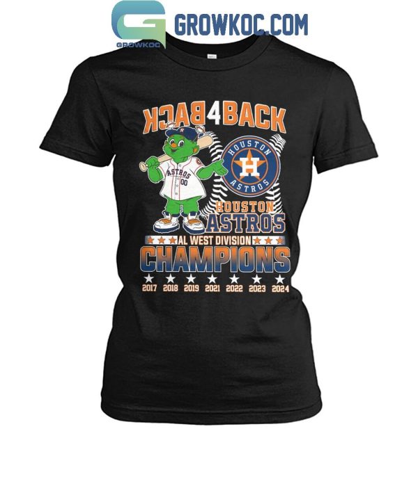 Houston Astros Back Four Back AL West Division Champs 2024 T-Shirt