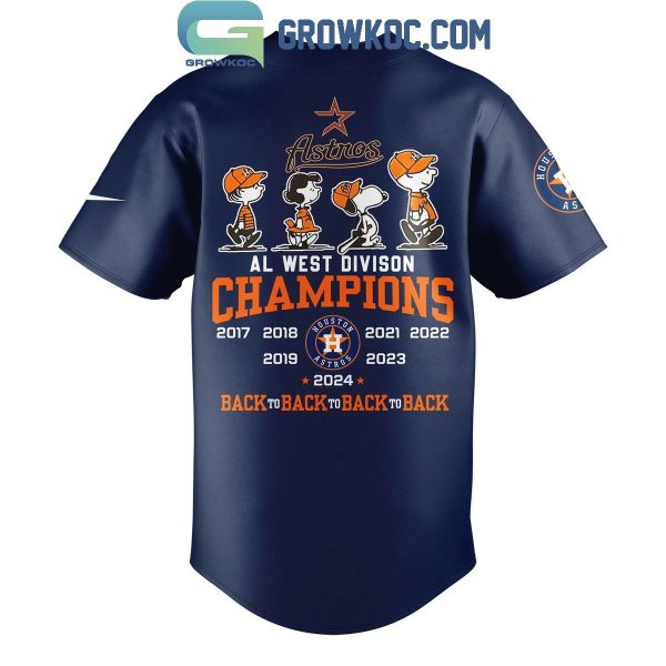 Houston Astros Snoopy 2024 Astros Fanatics AL West Division Champions Baseball Jersey