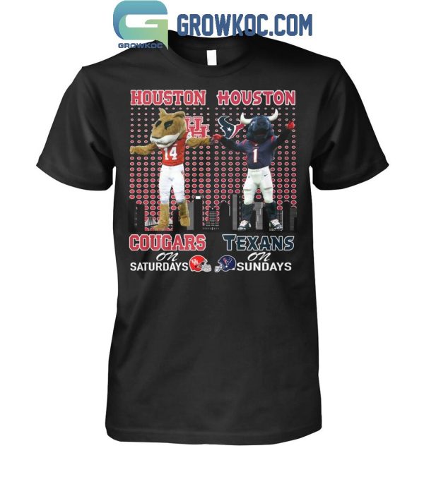 Houston Cougars On Saturdays Shasta Houston Texans Toro On Sundays T-Shirt