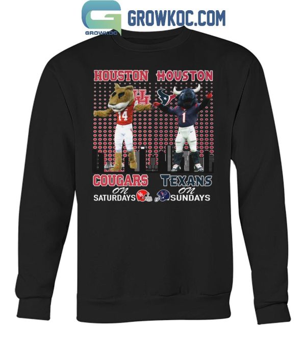 Houston Cougars On Saturdays Shasta Houston Texans Toro On Sundays T-Shirt