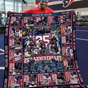 Houston Texans 1999-2024 For 25th Anniversary Fleece Blanket Quilt