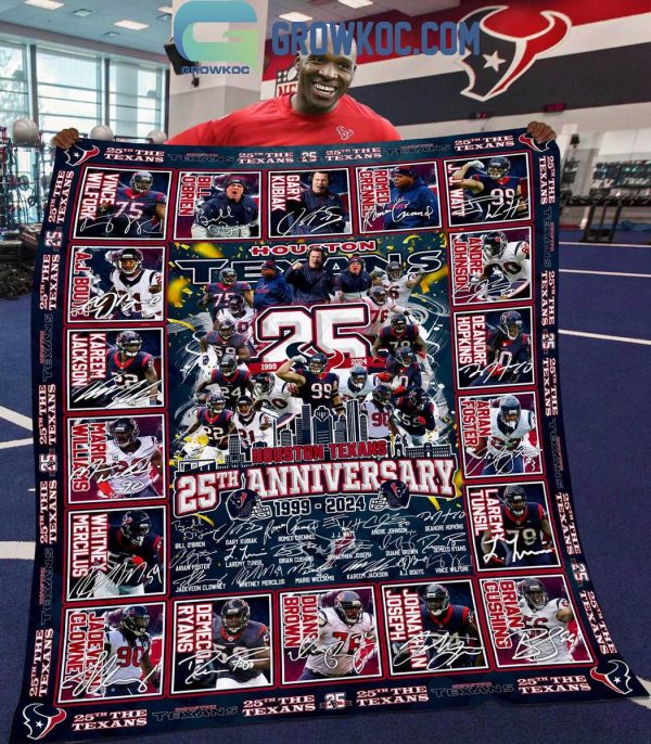 Houston Texans 1999-2024 For 25th Anniversary Fleece Blanket Quilt