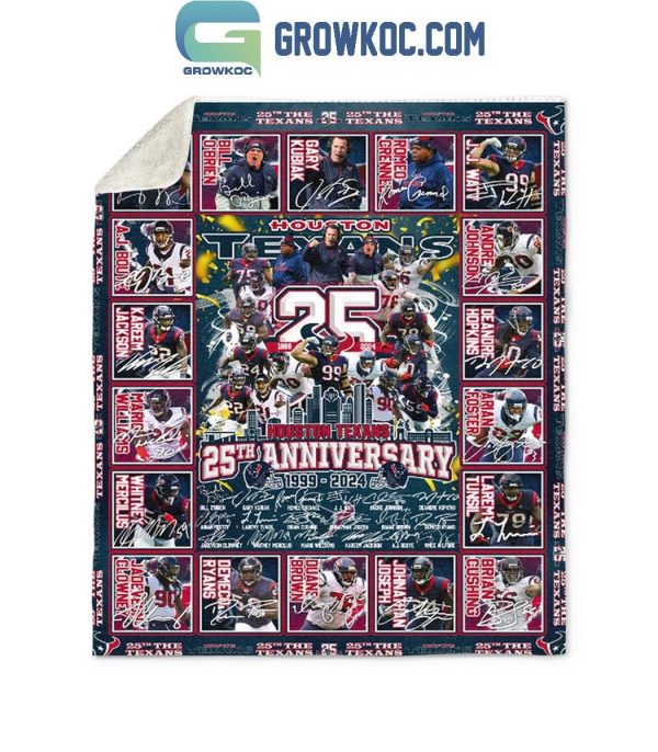 Houston Texans 1999-2024 For 25th Anniversary Fleece Blanket Quilt