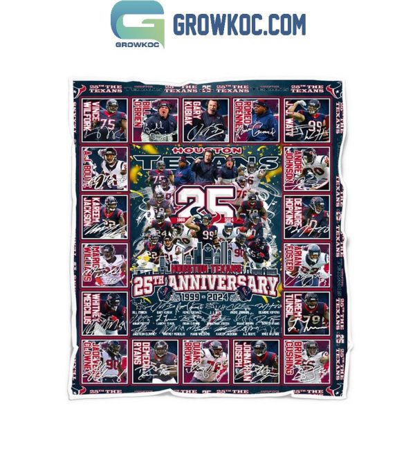 Houston Texans 1999-2024 For 25th Anniversary Fleece Blanket Quilt