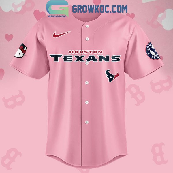 Houston Texans In Pink Celebrating Hello Kitty 2024 Baseball Jersey