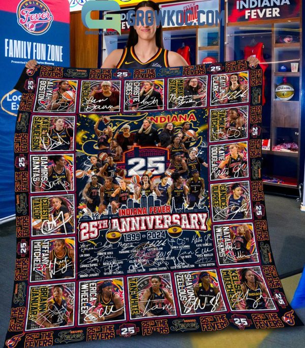 Indiana Fever 25th Anniversary 1999-2024 The Fevers Fleece Blanket Quilt