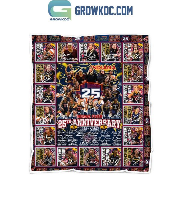 Indiana Fever 25th Anniversary 1999-2024 The Fevers Fleece Blanket Quilt