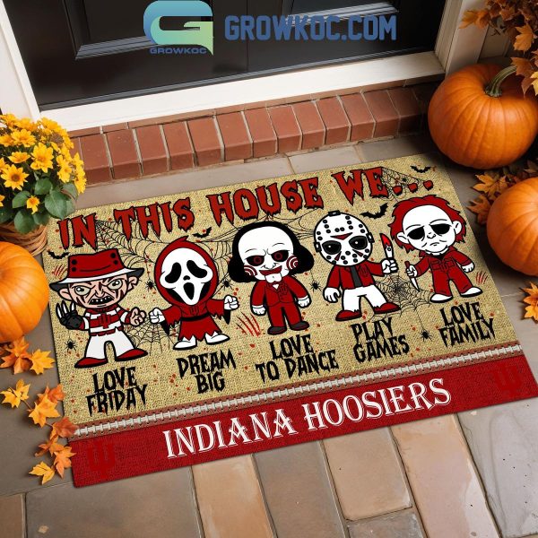 Indiana Hoosiers In This House We Love Halloween Horror Movies Doormat