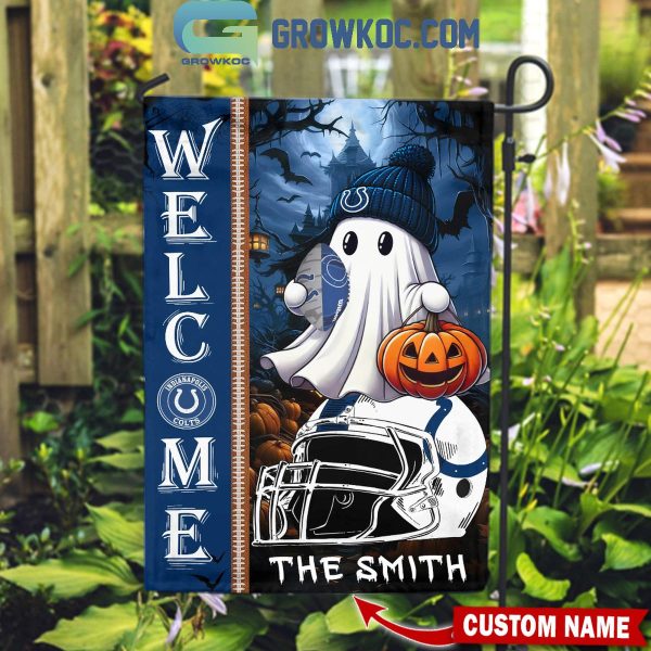 Indianapolis Colts Welcome Halloween 2024 Personalized House Garden Flag