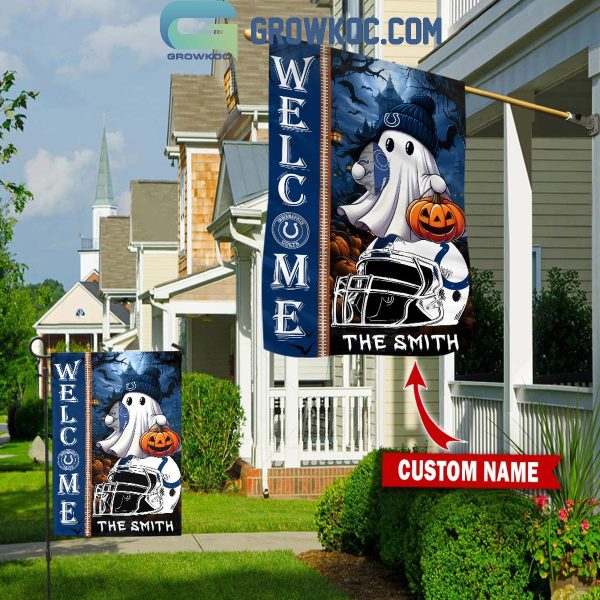 Indianapolis Colts Welcome Halloween 2024 Personalized House Garden Flag