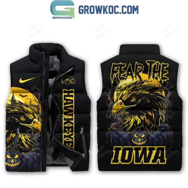 Iowa Hawkeyes Fear The Iowa In Halloween 2024 Sleeveless Puffer Jacket