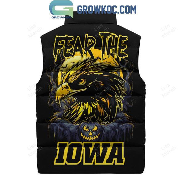 Iowa Hawkeyes Fear The Iowa In Halloween 2024 Sleeveless Puffer Jacket