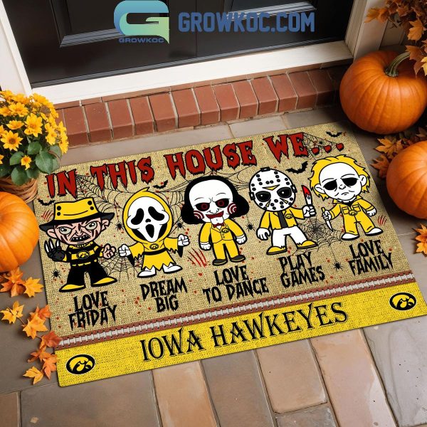 Iowa Hawkeyes In This House We Love Halloween Horror Movies Doormat