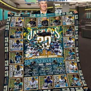 Jacksonville Jaguars 30th Anniversary 1995-2025 Thank You Fleece Blanket Quilt