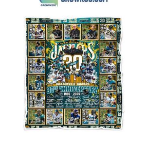 Jacksonville Jaguars 30th Anniversary 1995-2025 Thank You Fleece Blanket Quilt