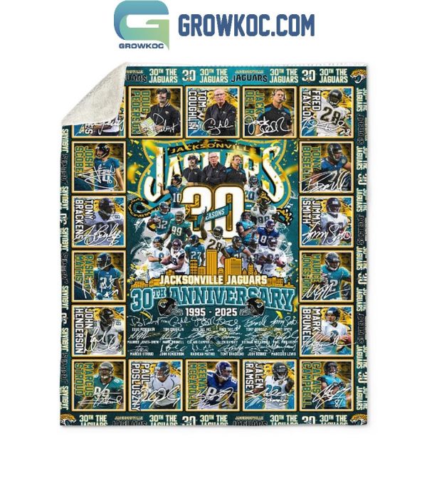 Jacksonville Jaguars 30th Anniversary 1995-2025 Thank You Fleece Blanket Quilt