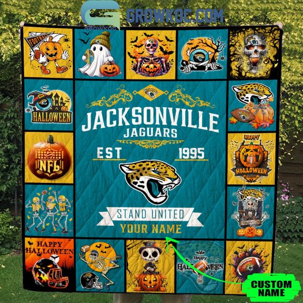 Jacksonville Jaguars Stand United Est. 1995 Halloween Personalized Fleece Blanket Quilt