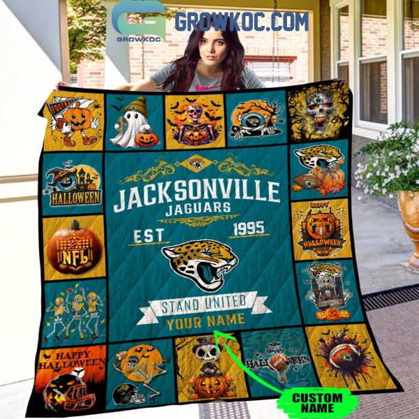 Jacksonville Jaguars Stand United Est. 1995 Halloween Personalized Fleece Blanket Quilt