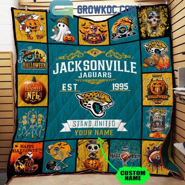 Jacksonville Jaguars Stand United Est. 1995 Halloween Personalized Fleece Blanket Quilt