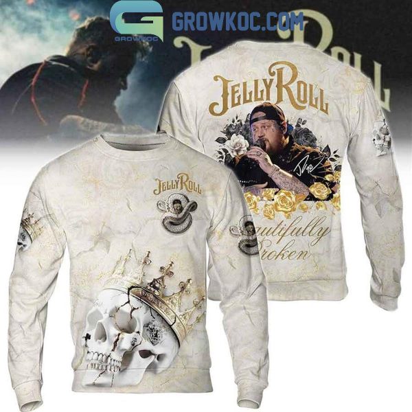 Jelly Roll Beautifully Broken Golden Crown Hoodie T-Shirt