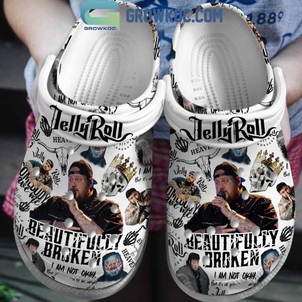 Jelly Roll With Broken Heart I Am Not Okay Crocs Clogs