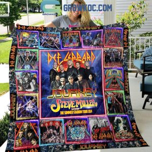 Journey Def Leppard Heat The Summer Tour 2024 Fleece Blanket Quilt