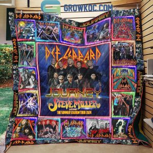 Journey Def Leppard Heat The Summer Tour 2024 Fleece Blanket Quilt