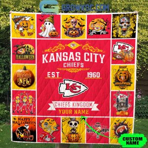 Kansas City Chiefs Chiefs Kingdom Est. 1960 Halloween Personalized Fleece Blanket Quilt