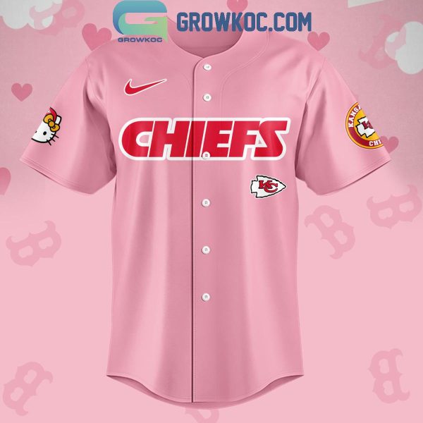 Kansas City Chiefs In Pink Celebrating Hello Kitty 2024 Baseball Jersey