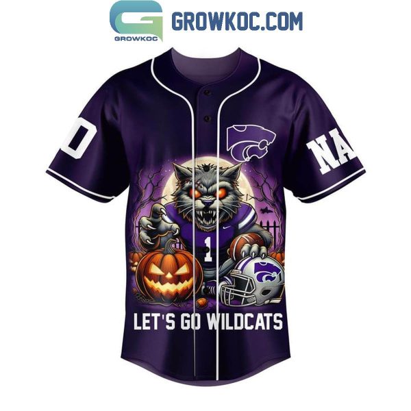 Kansas State Wildcats Halloween Let’s Go Wildcats With Fear Personalized Baseball Jersey