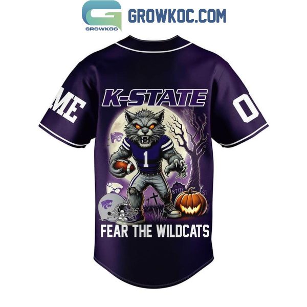 Kansas State Wildcats Halloween Let’s Go Wildcats With Fear Personalized Baseball Jersey