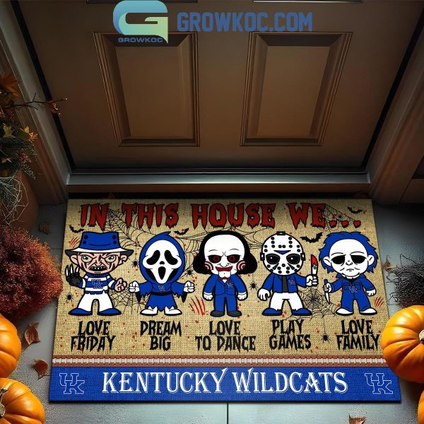 Kentucky Wildcats In This House We Love Halloween Horror Movies Doormat