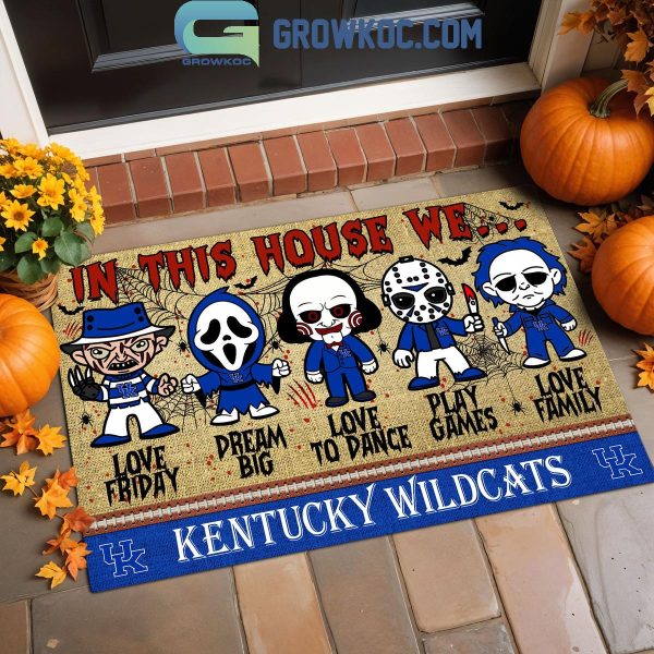 Kentucky Wildcats In This House We Love Halloween Horror Movies Doormat