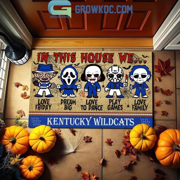 Kentucky Wildcats In This House We Love Halloween Horror Movies Doormat