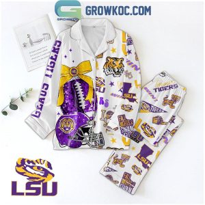 LSU Tigers Fall Nights And Stadium Lights Polyester Pajamas Set